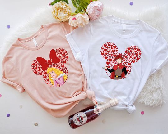 Disney Valentines Day Couple Shirt, Princess Aurora and Prince Philip Shirt