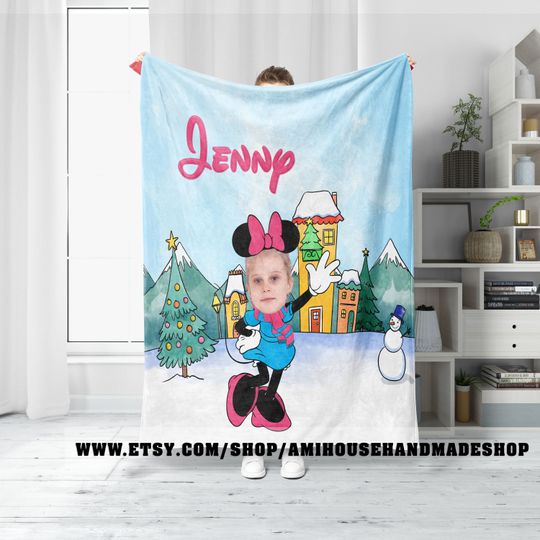 Customized Minne Mickey Blanket,  Photo Disney Blanket, Baby Blanket Comfortable Sofa, Blanket Gifts For Birthday Girl
