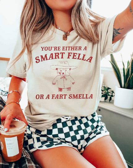 Discover Are You A Smart Fella Or Fart Smella? Retro Cartoon T-Shirt