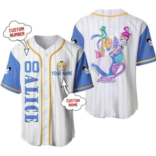 Alice In Wonderland Disney Custom Baseball Jersey, Custom Disney Shirts