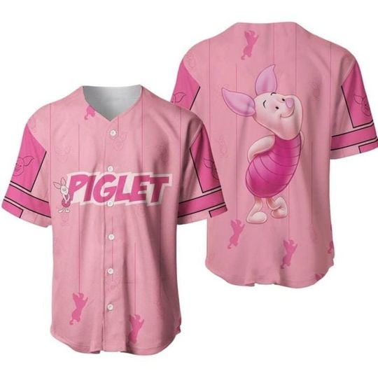 Cute Piglet Winnie The Pooh Pink Disney Unisex Cartoon Baseball Jersey