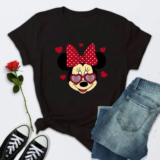 Minnie Mouse Happy Valentine Day Disney T-Shirt, Disney Couple T-Shirt, Love T-Shirt
