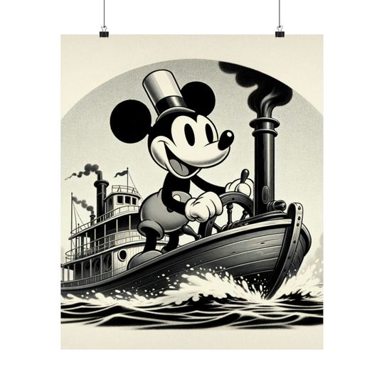 Vintage-Inspired Steamboat Willie Poster, Steamboat Willie Poster