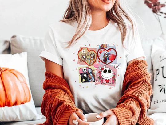 Discover Disney Valentine Shirt, Jack and Sakky Valentine's Day Matching Tee, Jack and Sally Valentine Sweatshirt