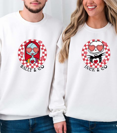 Jack And Sally valentines Day Sweatshirt\Hoodie, Disney Nightmare Valentine Shirt, Nightmare Before Christmas Love V Day Hoodie