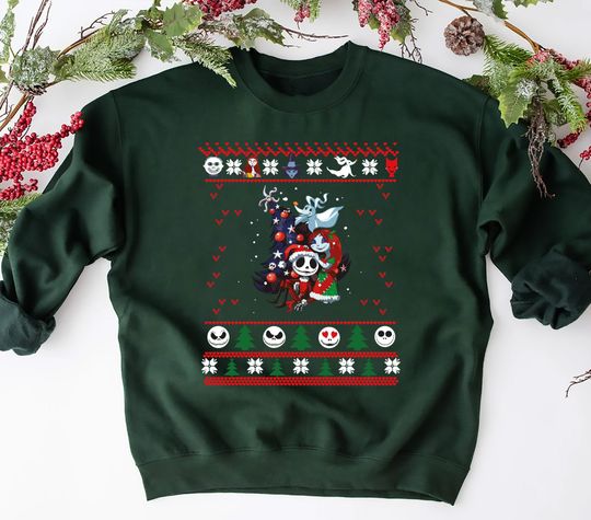 Jack Skellington and Sally Christmas Shirt, Nightmare Before Christmas Sweatshirt, Disney Family Christmas Shirts
