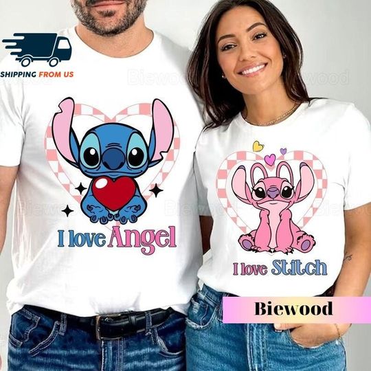 Stitch And Angel Shirt, Disney Valentines Day Shirt, Disney Valentine's Day Trip Shirt