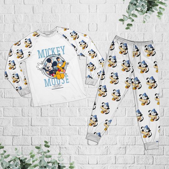 Pluto x Mickey Mouse Raglan Pajamas Set, Disney Pluto Pajamas Set