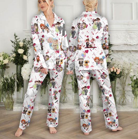 Disney Valentine's Day Pjs, Carl and Ellie Pajamas, Disney Couple Matching Pajamas Set