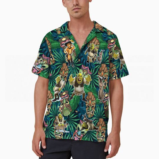 Funny Shrek Aloha Hawaiian Shirt Disney Enchanted Tiki Room Inspired Theme