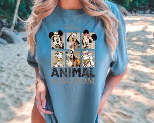 Retro Disney Animal Kingdom Mickey and Friends  Color Shirt, Disney Mickey Safari Shirt