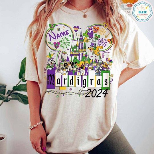 Personalized Disney Mardi Gras 2024 Shirt, Mickey and Friends Castle shirt