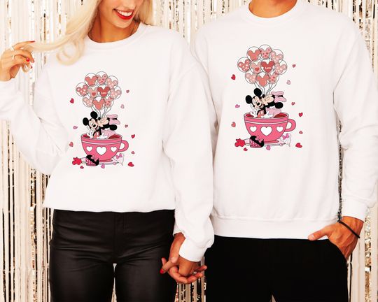 Disney Cup Valentines Sweatshirt, Magical Castle Shirt, Disneyland Balloons Shirt
