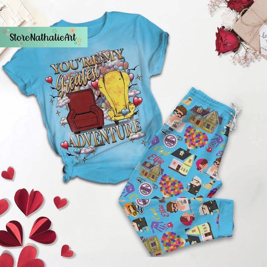 Carl And Ellie Pajamas Set, Carl And Ellie Shirt, His Carl Her Ellie Holiday Pajamas, Disney Couple Womens Pajamas