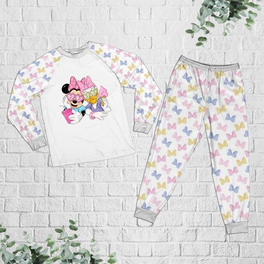 Daisy x Minnie Mouse Raglan Pajamas Set, Disney Character Pajamas Set, Long Sleeves Pajamas Set