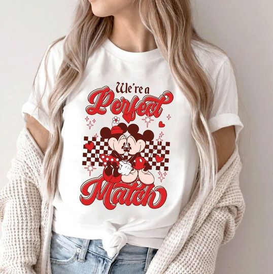 Minnie Valentines Shirt, We're Perfect Match Shirt, Minnie Mickey Disney T-shirt