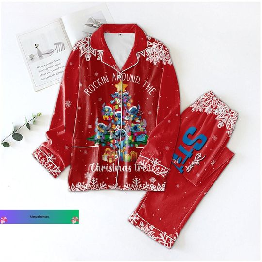 Stitch Pajamas Set, Disney Stitch Christmas Pajamas, Funny Lilo And Stitch Thick Pajamas, Stitch Lover Gifts