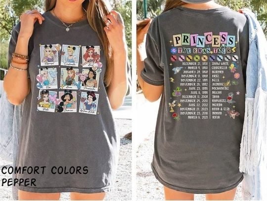 Disney Princess Eras Tour Shirt, Princess Characters Shirt, Disney Girl Trip Shirt