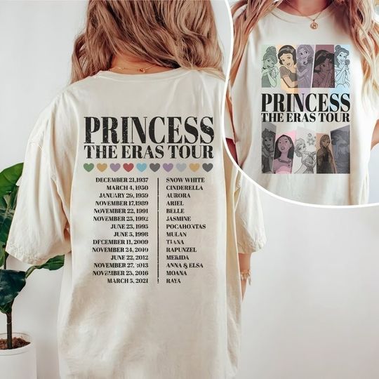 Princess Eras Tour Shirt, Disney Princess Shirt, Disney Princess Characters Shirt