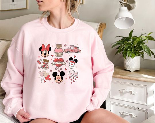 Happy Valentine's Day Vintage Disney Sweatshirt, Disney Valentine Day Sweatshirt