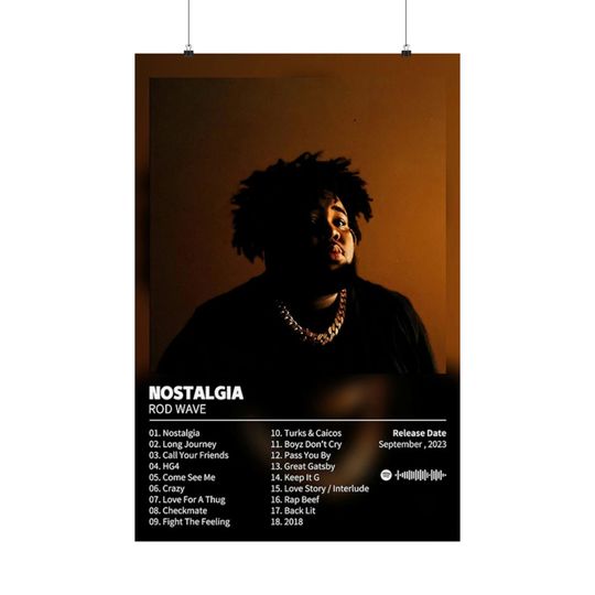 Nostalgia Rod Wave Album Posters, Album Tracklist Poster