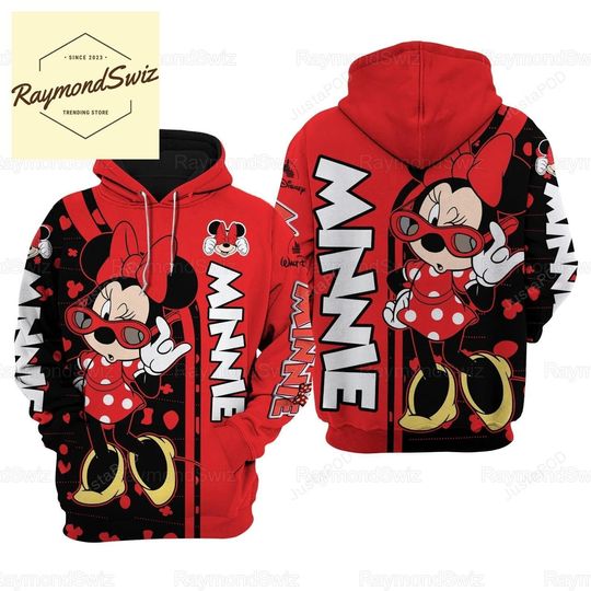 Christmas Minnie Hoodie, Hoodie For Women, Minnie Mouse Hoodie, Cartoon Movie Hoodie, Disney Minnie Hoodie