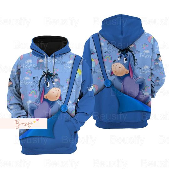 Christmas Eeyore Hoodie,  Winnie The Pooh Hoodie, Disney Donkey Hoodie, Cute Eeyore Hoodie, Eeyore Lover Gift
