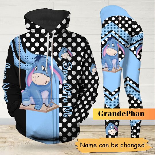 Eeyore Donkey Hoodie Leggings, Disney Eeyore Hoodie