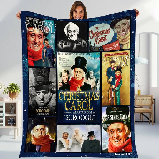 A Christmas Carol Fleece Blanket, Ebenezer Scrooge Bob Fleece Blanket