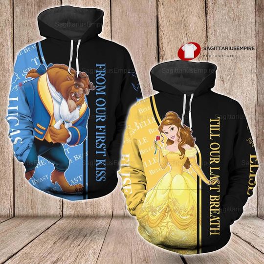 Disney The Beast And Belle Couple Hoodie, Valentines Couple Gifts