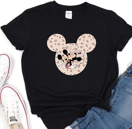 Discover Vintage Mickey and Minnie Disney Valentines Day Tshirt