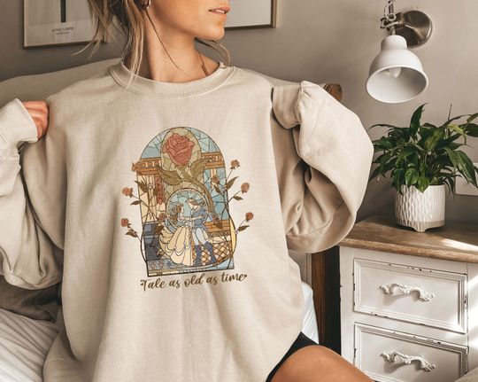Vintage Tale As Old As Time Sweatshirt, Disney Princess, Retro Beauty And The Beast Sweatshirt