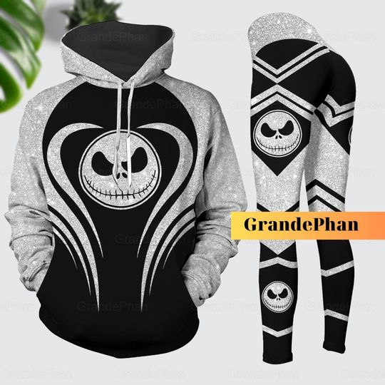 Skellington Hoodie Legging Set, Jack Skellington Leggings, Skellington Shirt, Jack And Sally, Disney Women Leggings