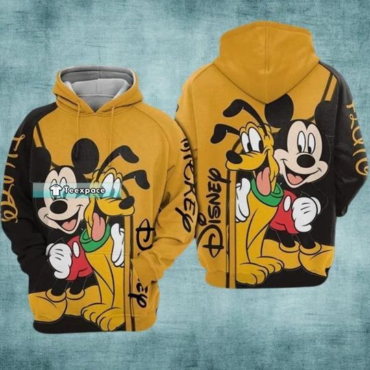 Mickey and Pluto 3D Hoodie, Disney Character 3D Hoodie