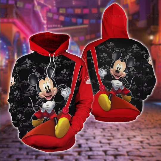 Disney Mickey 3D Hoodie, Disney Mouse 3D Hoodie, Valentine Gift