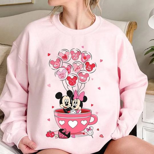 Valentines Day Disney Cup Sweatshirt, Magical Castle Shirt, Disneyland Balloons Shirt, Valentines Day Disney Sweatshirt