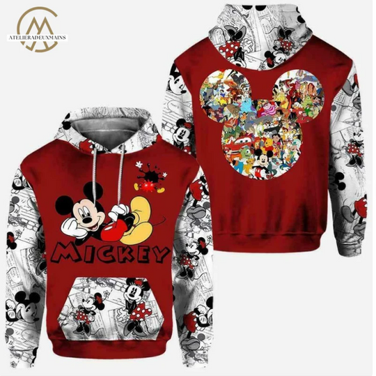 Magic Mickey Mouse Ears 3D Hoodie, Disney Mouse 3D Hoodie, Valentine Gift