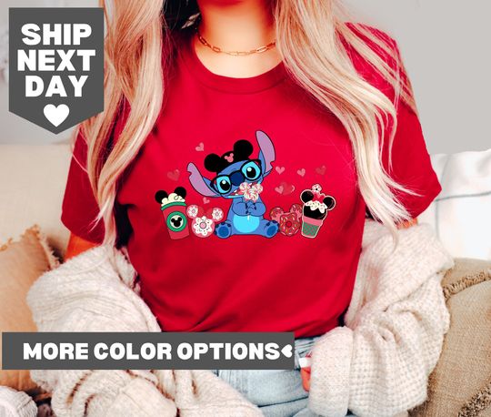 Stitch Valentine's Day Shirt, Stitch and Angel Shirt, Disney Valentine's Day