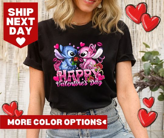 Stitch and Angel Shirt, Stitch Valentine's Day Shirt, Disney Valentine's Day