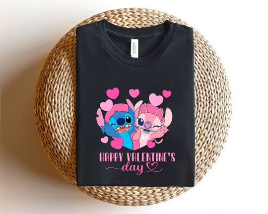 Stitch and Angel Valentines Shirt, Disney Couple Shirt, Happy Valentine's Day