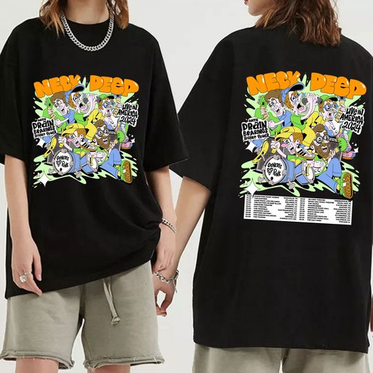 Neck Deep With Drain, Bearings, Higher Power 2024 Tour Shirt