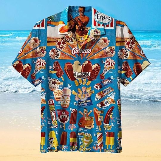 Ice Cream Hawaiian Shirts, Ice Cream Shirt, Hawaiian Beach Shirt