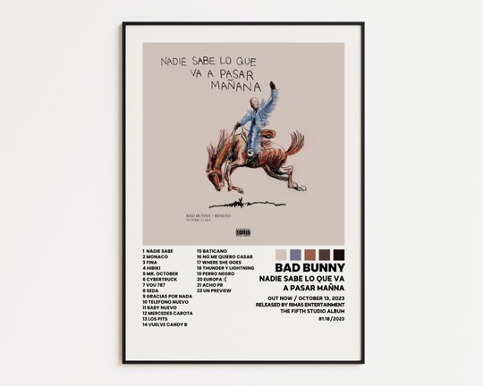 Bad Bunny Cover Poster, Nadie sabe Lo Que Va A Pasar Mana, Album Wall Print