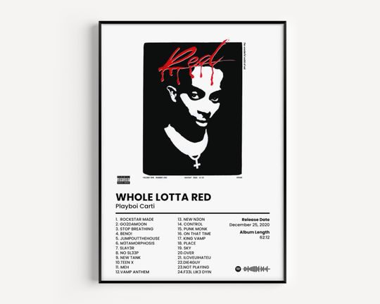 Playboi Carti Poster, Whole Lotta Red Print, Classics Rap Poster