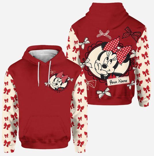 Personalized Minnie Mouse Disney Hoodie, Disney 3D Hoodie