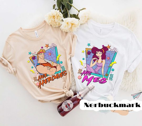 Retro 90s Disney Couples His Meg And Her Hercules T-shirt, Hercules Characters