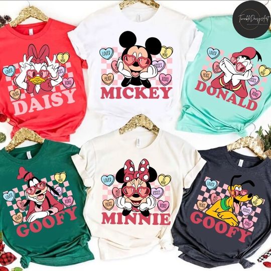 Mickey and Friends Checkered Disney Valentine Shirt, WDW Disneyland Happy Valentine's Day