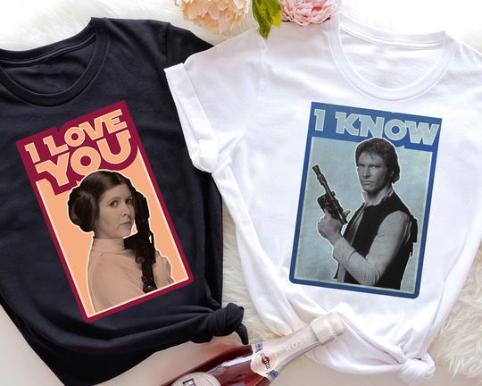 Cute Princess Leia & Han Solo I Love You I Know T-shirt, Disney