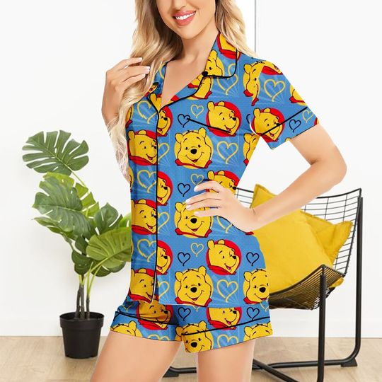 Winnie The Pooh Women Short Pajamas, Disney Winnie Pooh Pajama Set