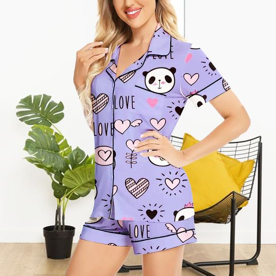 Panda Women Short Pajamas, Disney Panda Cute  Pajama Set